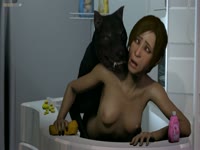 Bathroom sex of a horny canine and his owner free zoophilia